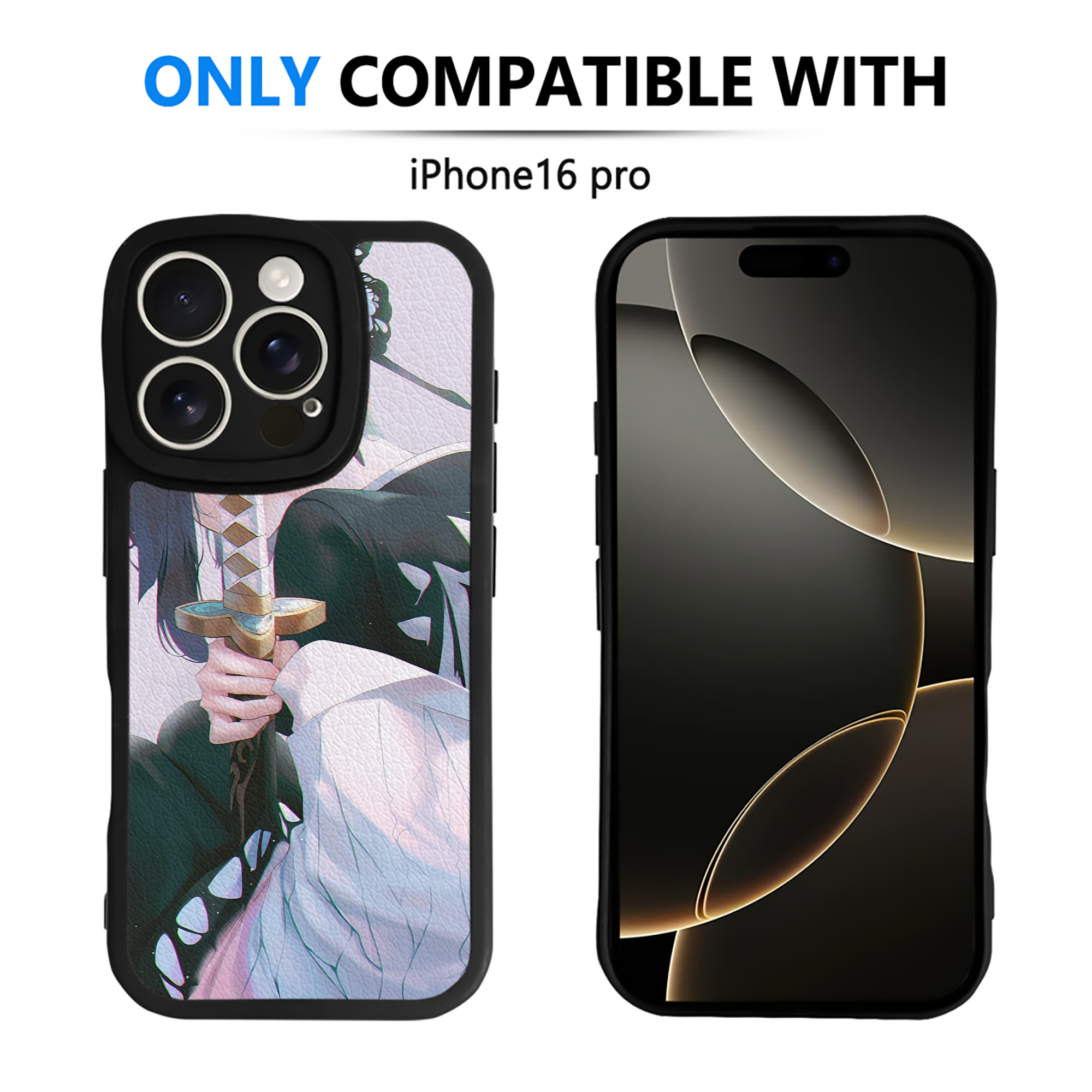 （画像用） 鬼滅の刃（きめつのやいば）蟲柱-胡蝶 しのぶ／こちょう しのぶ Kochou Shinobu 【iPhone 16シリーズ対応】シリコンスマホケース（レザー調） 材質：シリコン